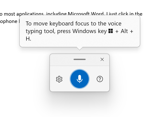 Click the microphone button to stop typing or press the Windows key plus h again